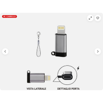 Adattatore 8 Pin a USB-C Ricarica Veloce 5V/2.4A con Moschettone