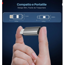 Adattatore 8 Pin a USB-C Ricarica Veloce 5V/2.4A con Moschettone