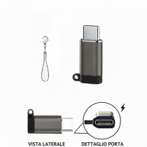 Adattatore Usb-C A 8 Pin Ricarica Veloce Trasferimento Dati Portatile