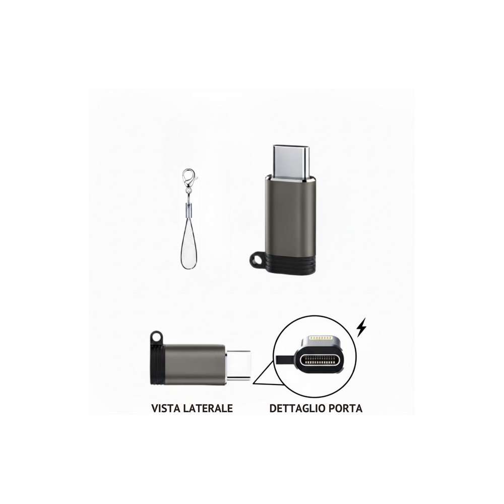 Adattatore Usb-C A 8 Pin Ricarica Veloce Trasferimento Dati Portatile